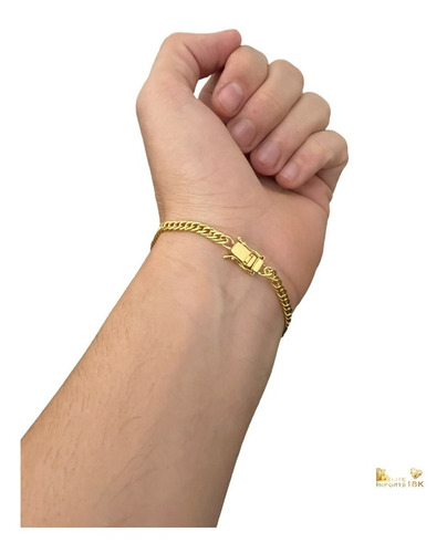 Pulseira Lacraia Grumet  Elos Duplos 5mm Banhado A Ouro 18k 