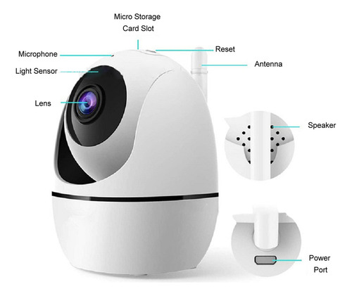 Cámara De Seguridad Wifi Giratoria Con Visión Nocturna Bidir