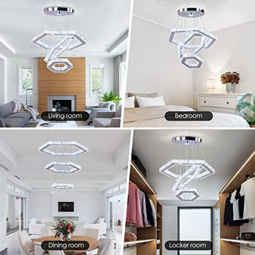 Cainjiazh Candelabros De Cristal Modernos 3 Anillos Led Tech