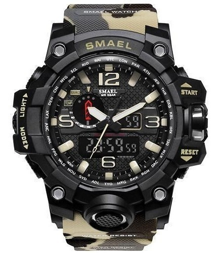 Relógio Militar Smael 1545 Camuflado Cáqui Original