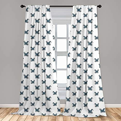 Cortinas Para Ventana De Perro Ambesonne, Cachorro De Husky 