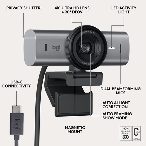 Webcam Logitech Mx Brio 705 Para Empresas 4k Ultra Hd