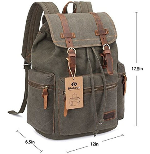 Bluboon Lienzo Vintage Mochila Casual Bookbag Hombres Mujere