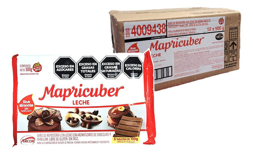 Chocolate Mapricuber C/leche Caja X 6 Kgs ( 12 Uni X 500grs)