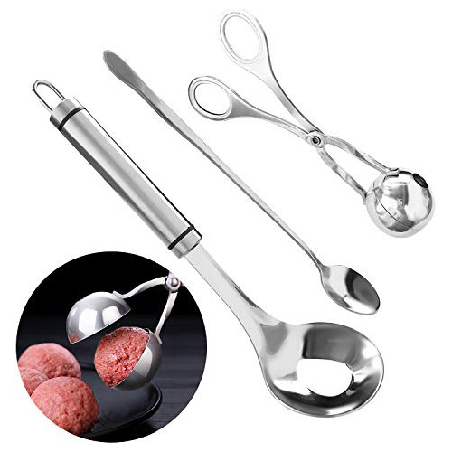3 Pieces Meatball Maker Spoon, Stainless Steel Meat Bal...