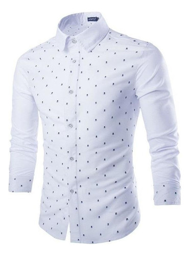 Camisa De Manga Larga Para Hombre Con Estampado De Calaveras