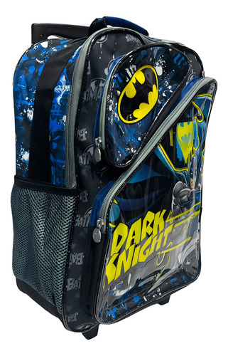 Mochila Batman Arkham City Superhero Color Batman School Trolley com rodas Mochila com design de tecido com rodas