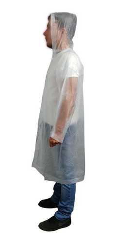 Imagem 3 de 6 de Capa De Chuva Incolor Com Capuz Unissex Pvc Transparente