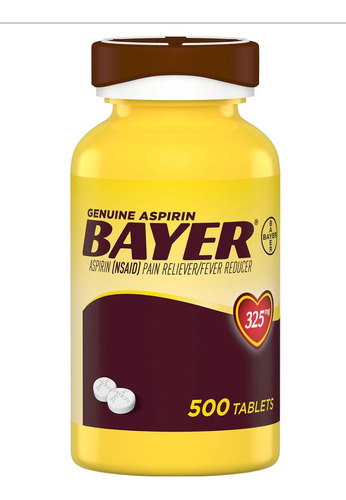 Bayer Genuine Aspirina 325 Mg Con 500 Tabletas 