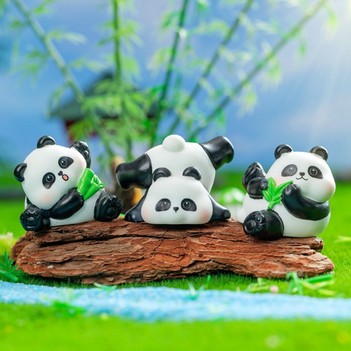 4pzs Mini Adornos De Panda Gigante Resina Escritorio/jardín