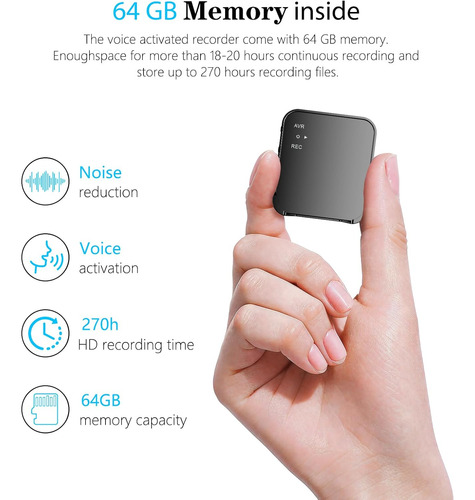 Grabadora De Voz Digital 64gb Con Cable Tipo C Para Reunione