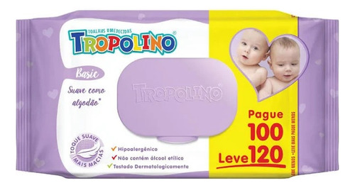Kit 4 Toalhas Umedecidas Tropolino 120 Unidades - Hygieline