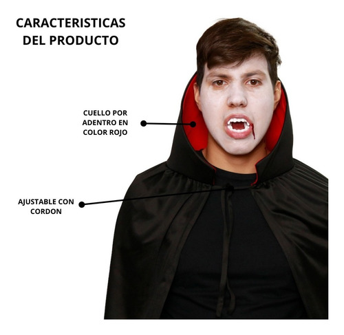 Imagen 4 de 10 de Disfraz Capa De Vampiro Adulto