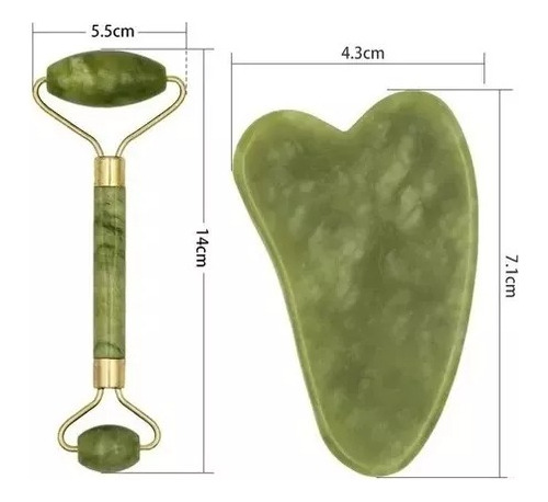 Rodillo De Jade Y Guasha Kit Masaje Facial Antiedad Tonifica