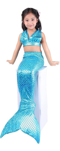 Traje De Baño Con Forma De Cola De Sirena Para Niñas