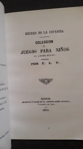 Juegos Para Niños. Recreo De La Infancia Madrid 1855 F.l.v. (Usado)