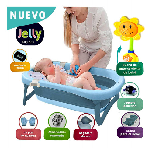 Bañera Plegable Jelly Baby Kits Para Bebes Azul +gorro