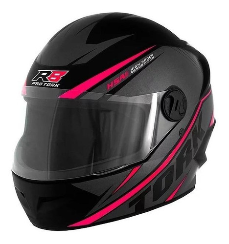 Capacete Moto Integral Fechado Pro Tork R8 Vis. Fumê Cor Preto/Rosa Tamanho do capacete 58