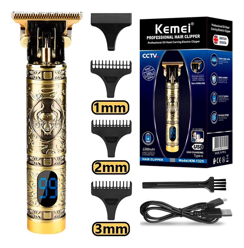 Trimmer Kemei Km-1325 Con Pantalla Digital Inalambrico 