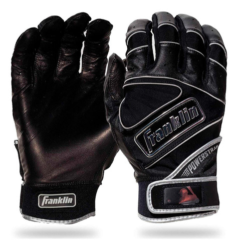 Guanteletas Beisbol Franklin Powerstrap Chrome Negro Adulto Talla Extra Grande