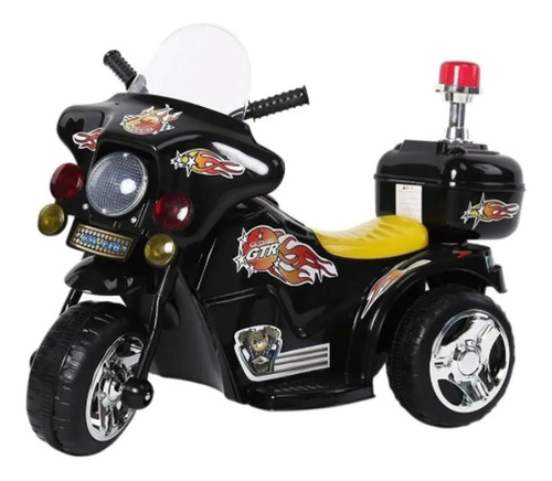 Mini Moto Eletrica Infantil Policia Criança Somluz 6v Preta