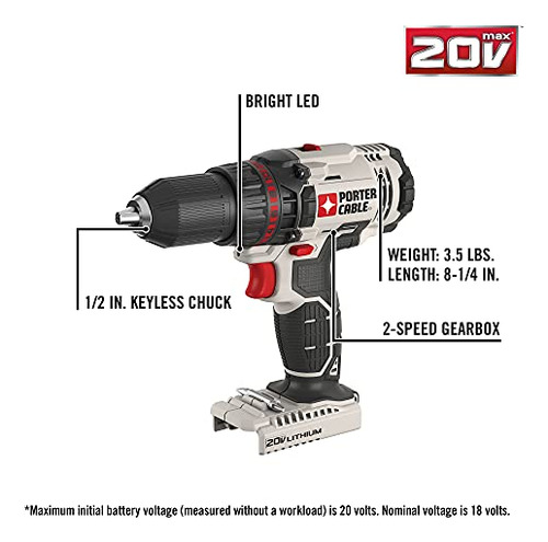 Kit Combinado De Taladro Inalámbrico Porter-cable 20v Max, 4