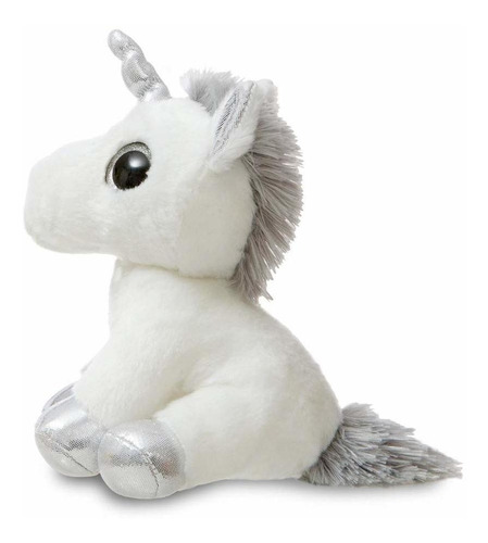 Imagen 4 de 10 de Peluche Unicornio Plateado Aurora Super Suave Felpa Juguete