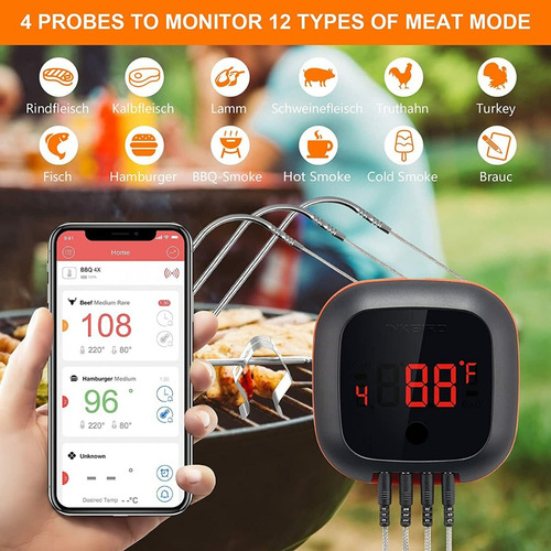 Zc Termómetro Bluetooth For Carne Cocinar Comida Barbacoa