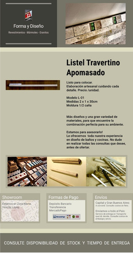 Listel Travertino Apomazado L01 Guarda Lápiz- Forma Y Diseño
