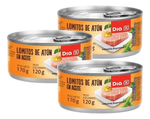 3 X Lomito Atun Aceite Natural Premium Lata 170g Importado