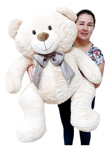 Urso Grande Creme Pelúcia  1,2 Mt 120cm Com Enchimento Cheio