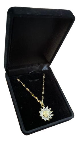 Collar Girasol Para Mujer Dijes Cadena Chapado en oro 18k mujeres dama con Piedras De Zirconia Brillante