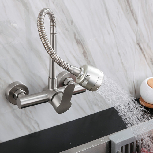 Grifo De Cocina Empotrado En Pared De Acero Inoxidable 304