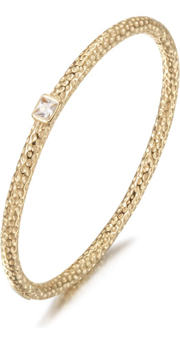 Wistic Brazalete Fino Con Agujero Apilable Martillado Para M