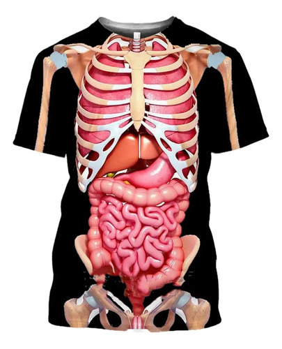 Lhy Esqueleto Órganos Internos Impresión 3d Camiseta Manga