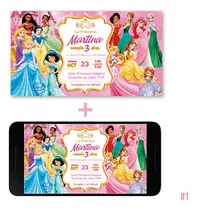 Comprar Tarjeta Invitación Cumpleaños Digital Cenicienta 2 Formatos