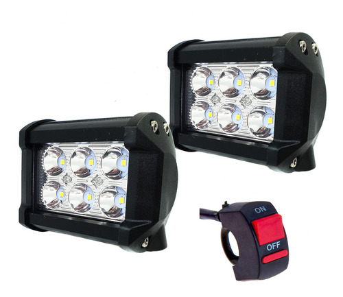 2 Exploradoras 6 Led 12000lm 72w Fija Estrober Switch Gratis