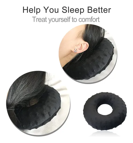 Almohada Para Dolor De Oído Con Agujero Minky Dot Negro