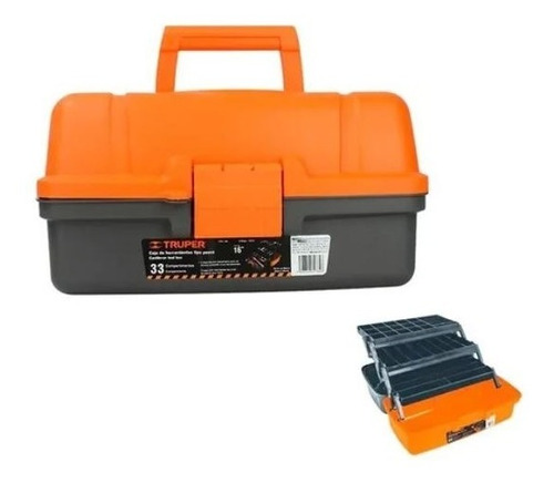 Caja Plastica Para Pesca 16 Naranja Truper 10539