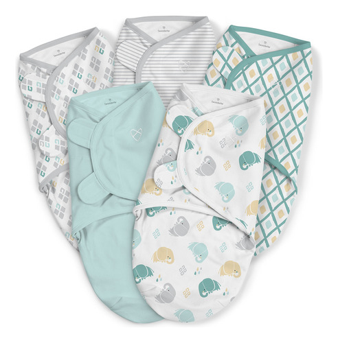 Swaddleme Original Swaddle 5-pk, Elephant Dream, S