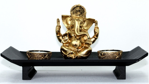 Imagem 1 de 7 de Porta Velas Para 2 Velas Altar Aparador Com Ganesha