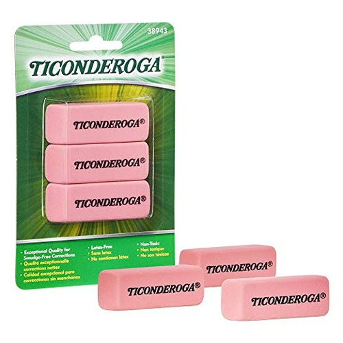 Ticonderoga Clavel Rosado Gomas De Borrar, Wedge, Medium, Ro
