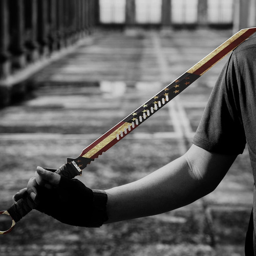 Ninjato Recto U.s.a Filo Acero 440 Full Tang Con 2 Kunais
