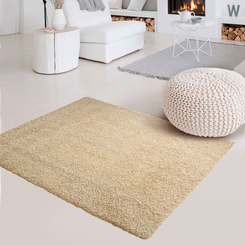 Imagen 2 de 5 de Alfombra Carpeta Shaggy 150x200 Pelo Largo Living Beige
