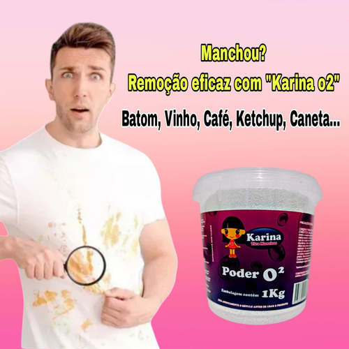 Tira Manchas Branqueador De Roupas Karina Pote 1kg Poder O2
