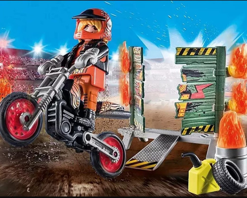Playmobil Moto Con Pared De Fuego 71256