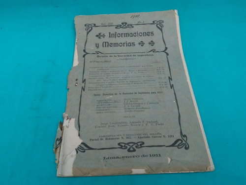 Mercurio Peruano: Revista Memoria Soc Ingenieros  1911  L18