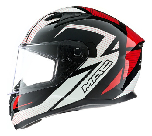 Casco Mac Integral Speed Suzuka Ne Bco Rojo Brillo Ybr Dompa