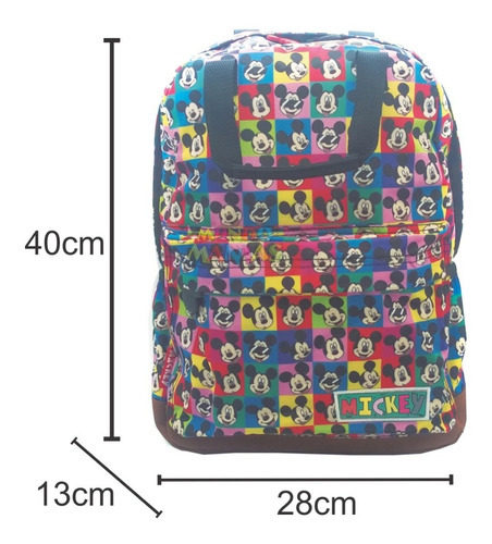 Mochila Espalda 16p Disney Mickey Minnie Orig Color negro con marrón
