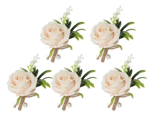 Boutonniere Con Forma De Rosa Para Boda, 5 Unidades, De Plás